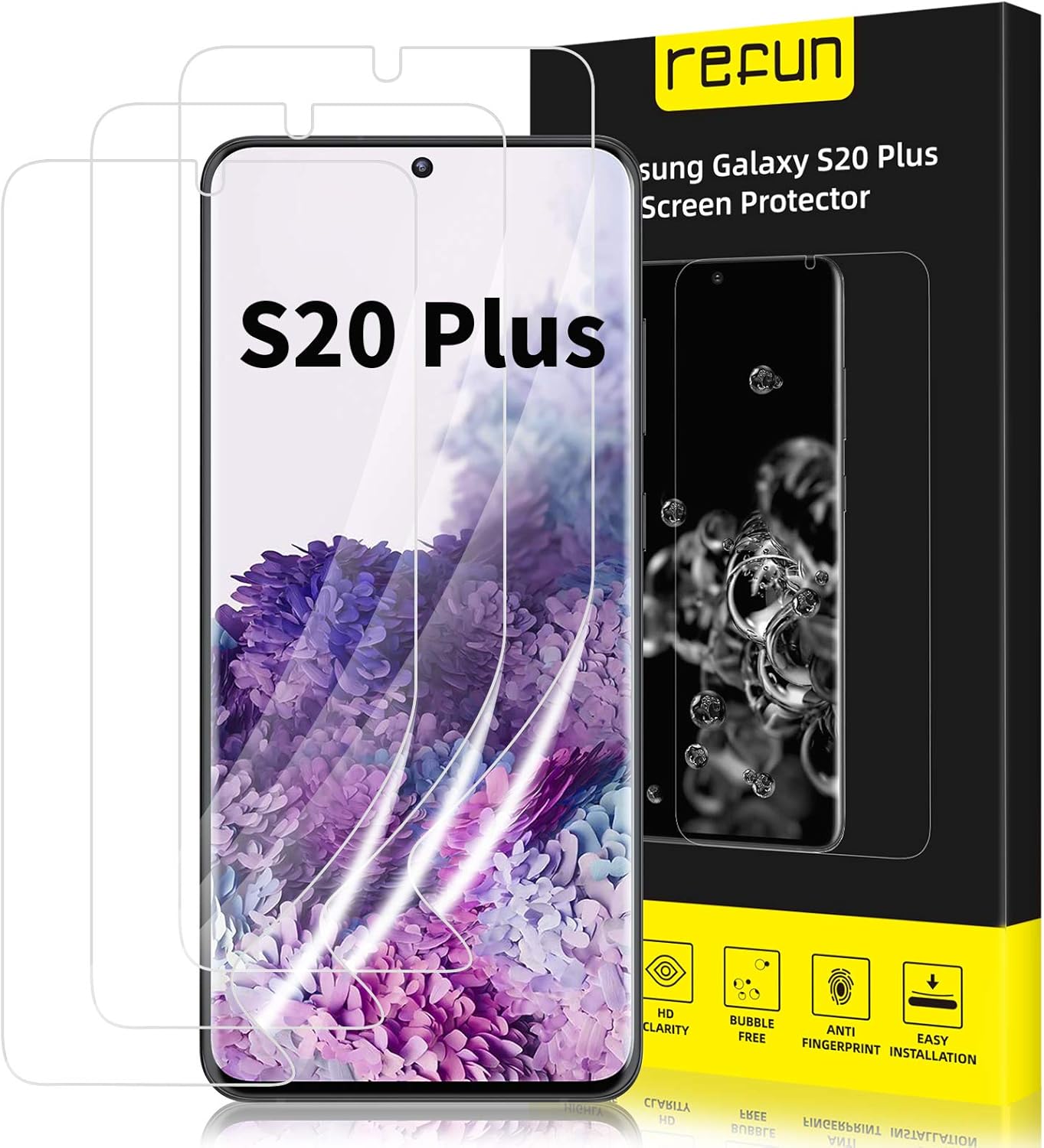 REFUN 3 PACK Screen Protector for Samsung Galaxy S20 Plus/Galaxy S20