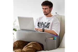 cooloo8 Soft Lap Desk Pillow for Adult, Extra Large Reading Pillow with Pocket, Arm Rest Pillow, Memory Foam Bed Rest Pillow can Reading, Working in Bed Floor Sofa (Grey)