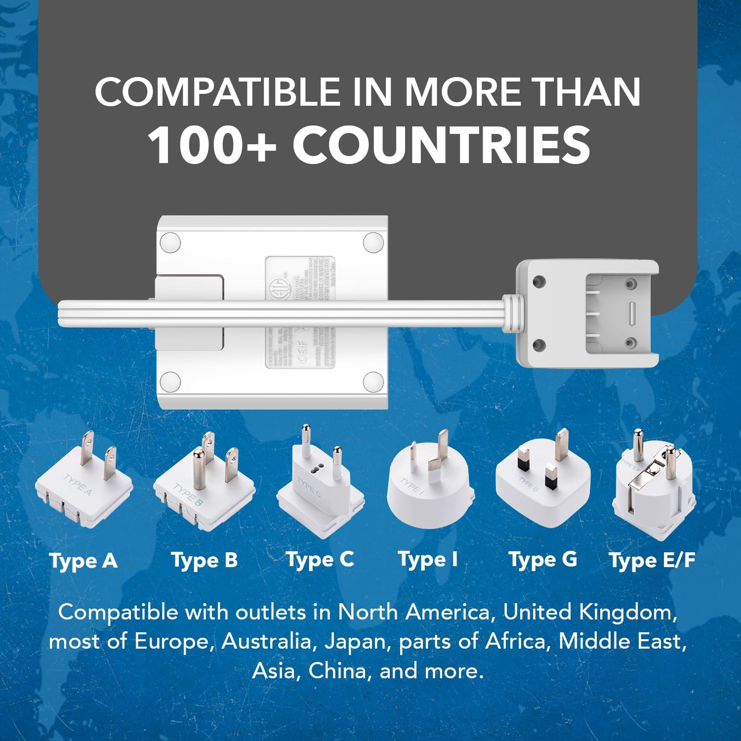 OREI Universal Travel Plug Adapter M8 Max, Compatible for Europe, Asia, China, Japan, Africa - Ideal for Smartphones, Tablets, Cameras, and More