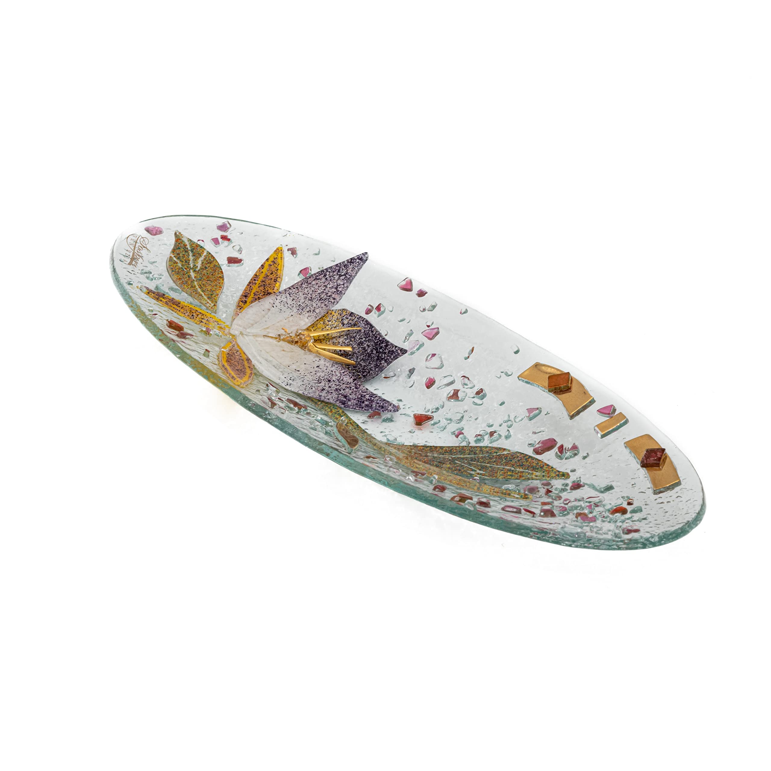 Sospiri Venezia Tidy Tray Ornament Plate Decor Floral Murano Glass Centerpiece Home Furnishing Decor Gift Handmade Made in Italy (Azalea cm28x11 Oval) โ image 1