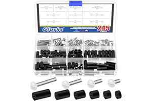 Glarks 245pcs White Wall Plate Screw Set, 3/8’’, 1/2’’, 3/4’’, 1’’ Long, Panel Screws with Spacers for Wall Plate