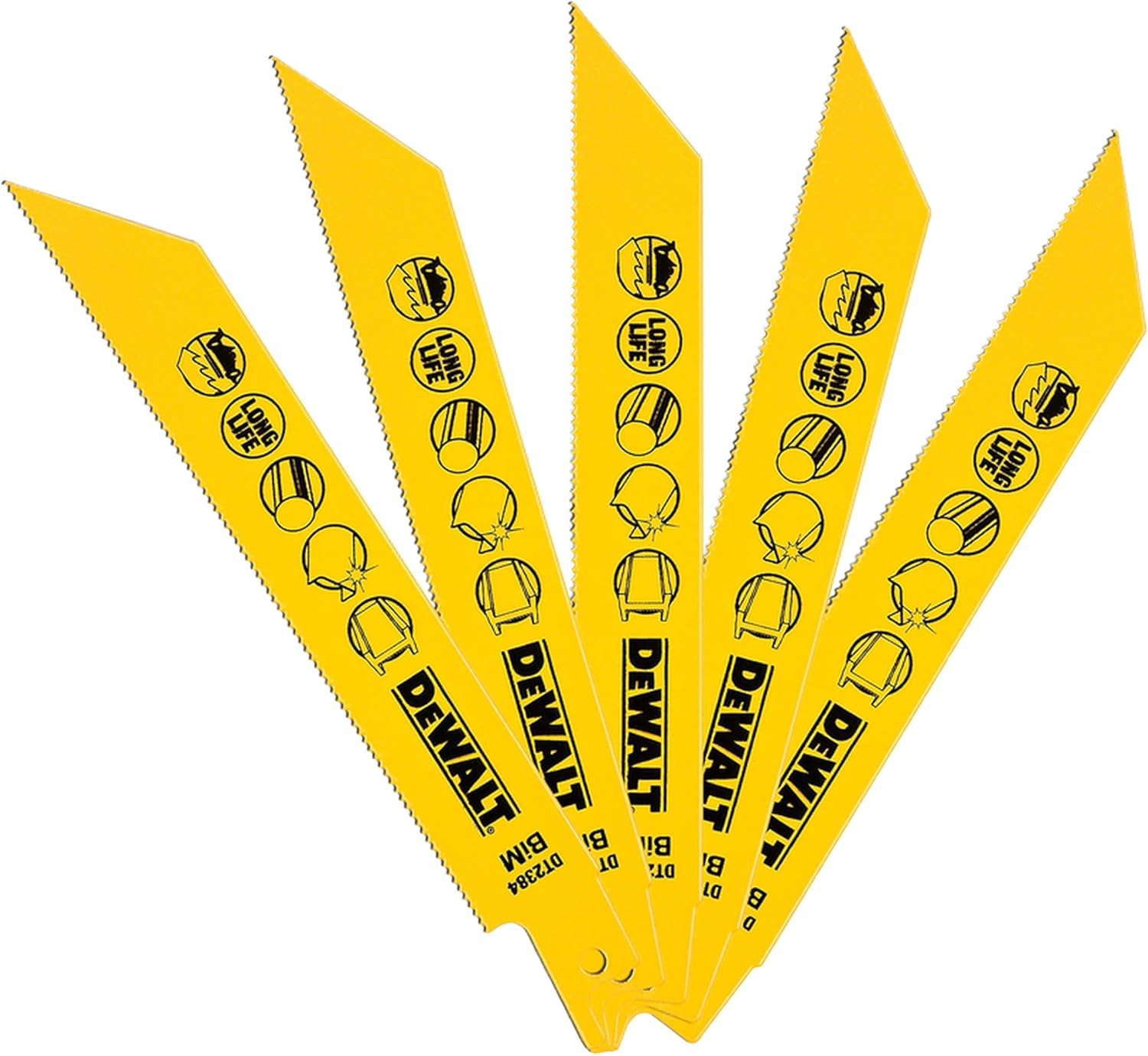 DeWalt DT2384QZ Max 3mm 152mm Reciprocating Blade Bi-Metal Metal/Pipes/Profiles, DEWDT2384QZ