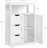 Yaheetech White Floor Cabinet with 3 Drawers and Door Adjustable Shelf view 3