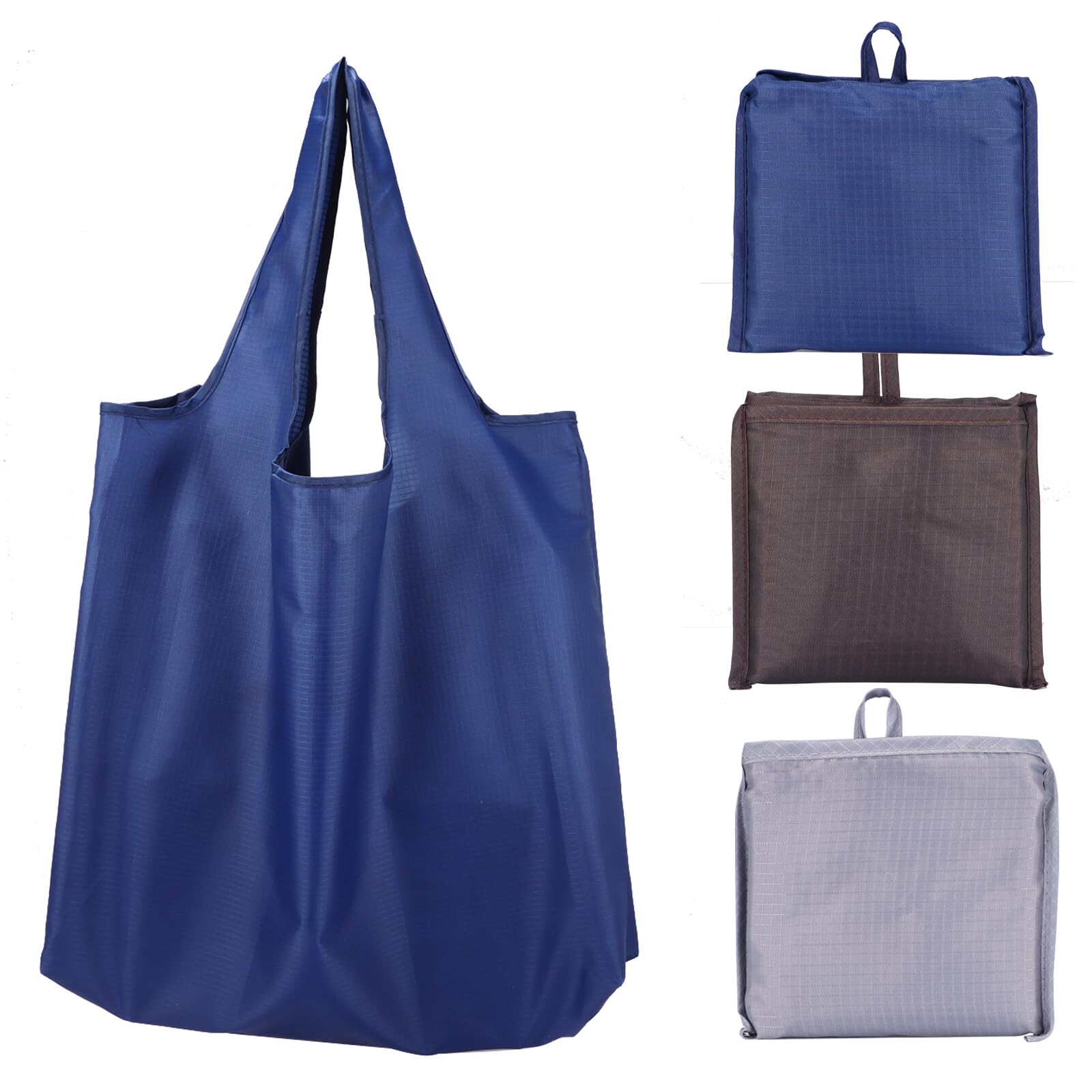 XiangSKY Reusable Shopping Bag Foldable 3Pcs Extra Large Reusable Foldable Ladies Shopping Bag Eco Tote Handbag Fold Away Shopper Bag black gray brown
