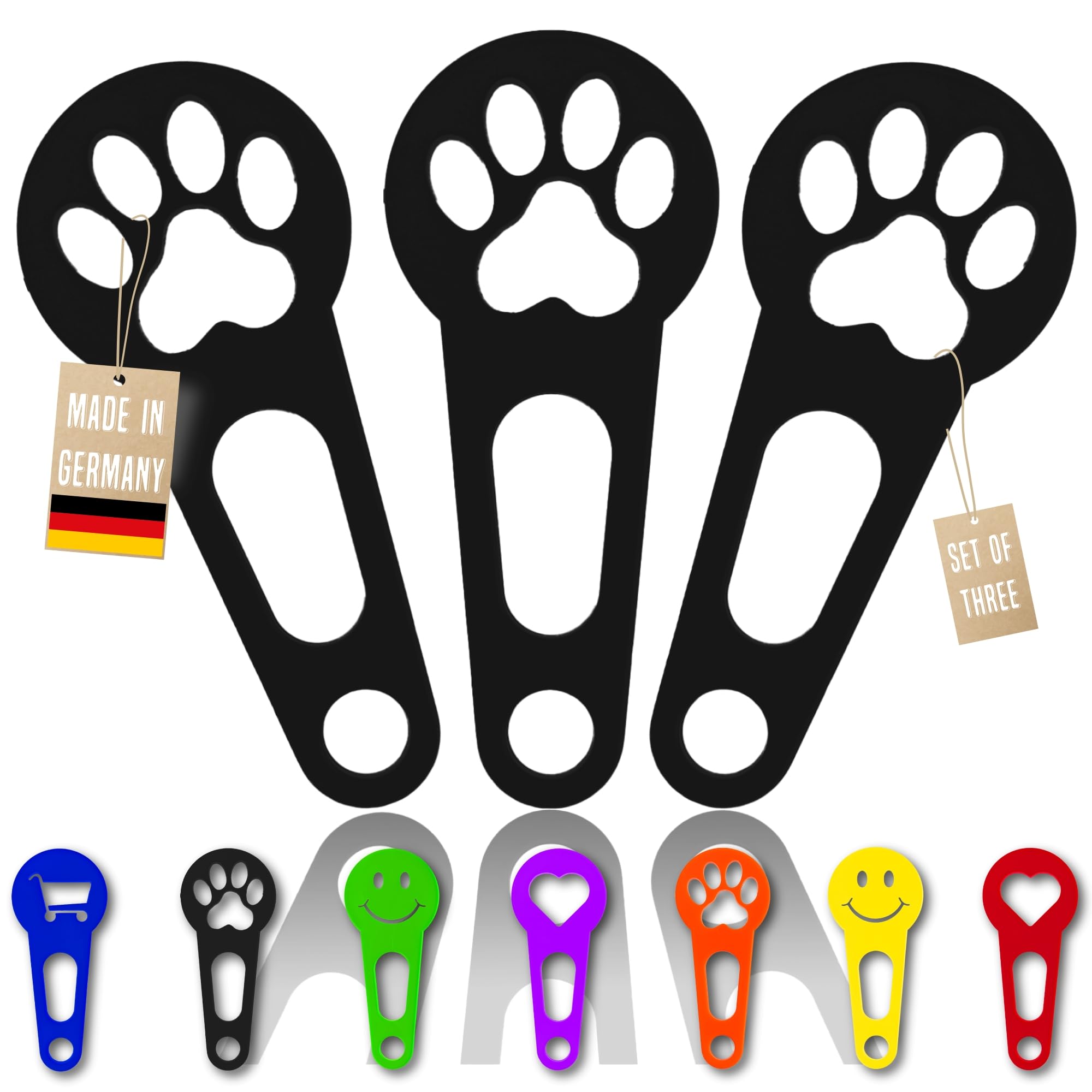 3x shopping cart chip that can be removed immediately as a key chain; 3 pieces in a set shopping cart release shopping cart unlocker; handmade 3D printing (Paw, Black)