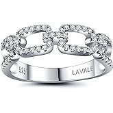 LAVALE Moissanite Wedding Band for Women,Twist Link D Color VVS1 Lab Created Diamond Rings,Half Eternity Stackable Band Ring,S925 Sterling Silver Chain Link Ring