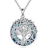 16th 18th 30th 40th 50th 60th 70th 80th 90th 100th Birthday Gifts Necklace for Women Sterling Silver Tree of Life Necklace with Blue Crystal Mothers Day Christmas Jewelry Gifts for Mother Women Wife