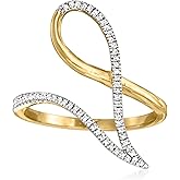 Ross-Simons Geometric Loop Ring With Diamonds in 10kt Yellow Gold