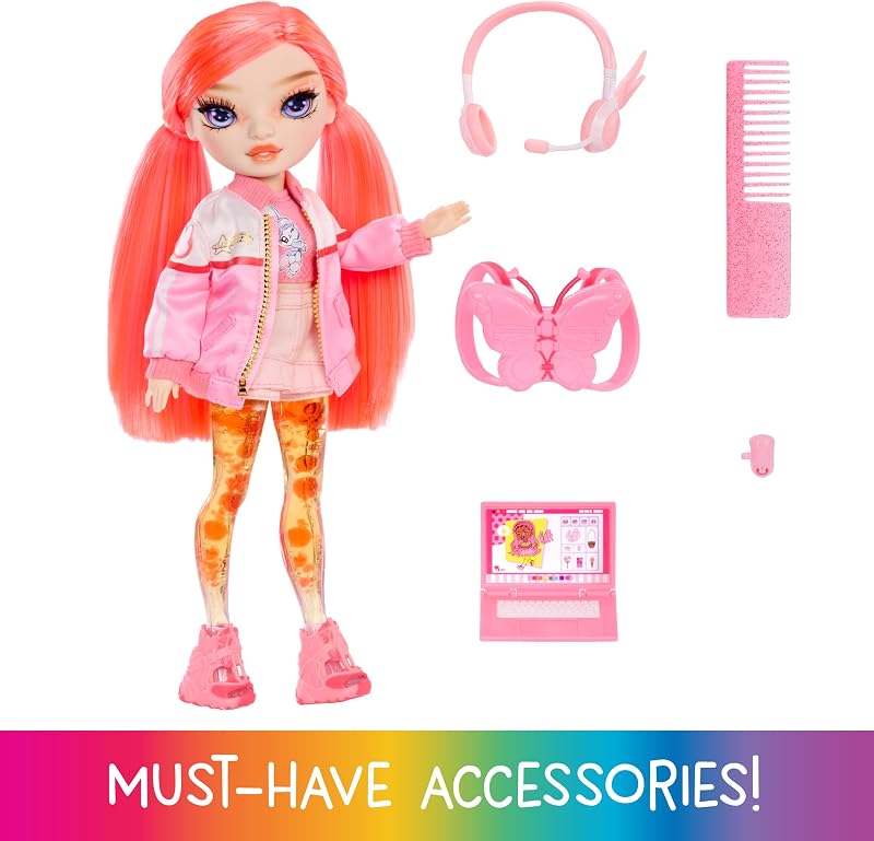 Sparkle & Shine Doll - Dawn - 28 cm Modepuppe mit Korallenrotem Haar und Magischen Zauberblasen in den Beinen, Farbe, zum Stylen und Spielen, Sammlerstück, Für Kinder von 4 bis 12 Jahren