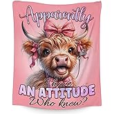 Highland Cow Blanket for Kids, Cute Cows Gifts, 50 x 40 Inches Flannel Throw for Girls Teen, Gift for Birthday, Ultra Soft Cozy Throw Blankets for Couch Sofa Living Room Camping