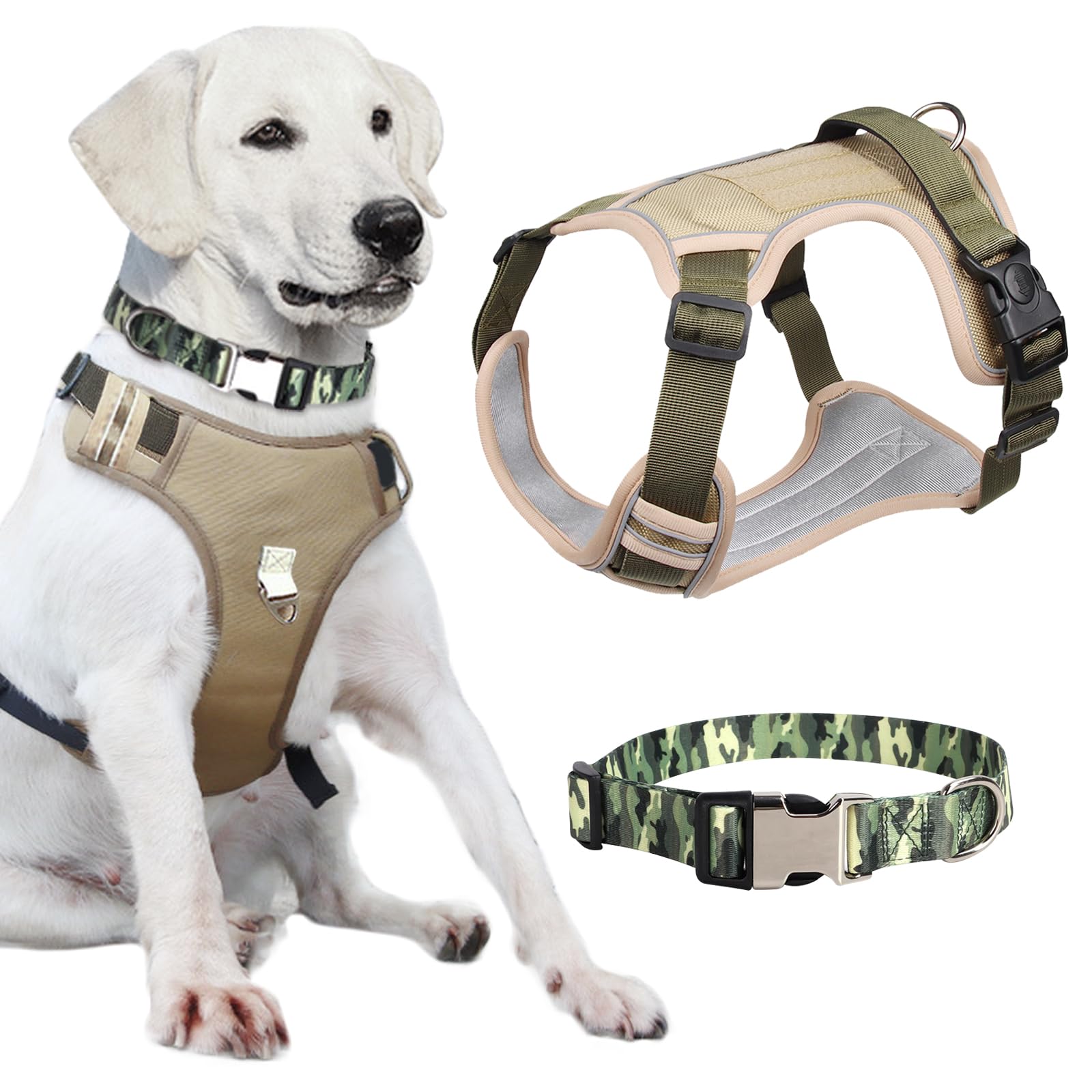 JSTHHTT Dog Harness, No Pull Pet Harness, Easy Control Handle for Training or Walking, Adjustable Pet Vest, with Collar, Easy Walking, with Reflective Strips, for Walking Training M