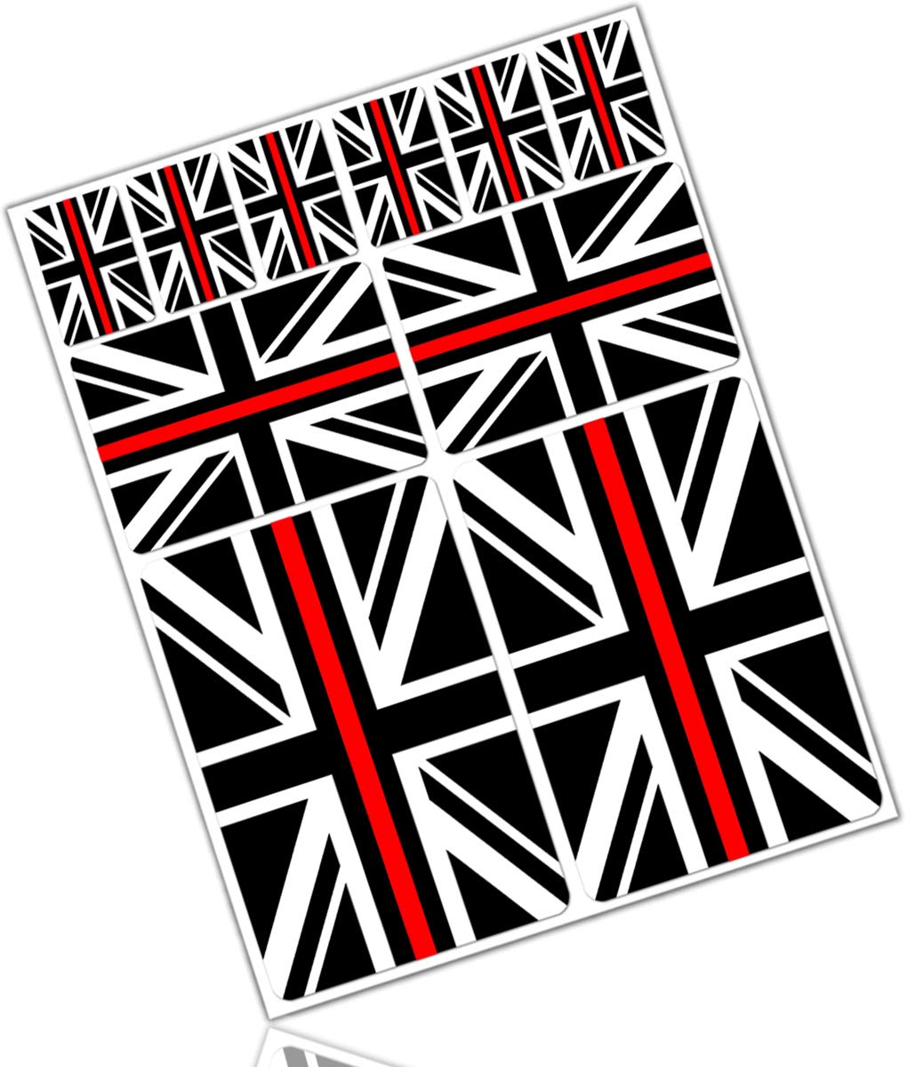 Biomar Labs National Flag Vinyl Sticker Set Weatherproof Self Adhesive Country Flag Decals for Car Motorcycle Bicycle Scooter Helmet Window Interior Exterior Personalisation (UK GB Red Flag D 41)