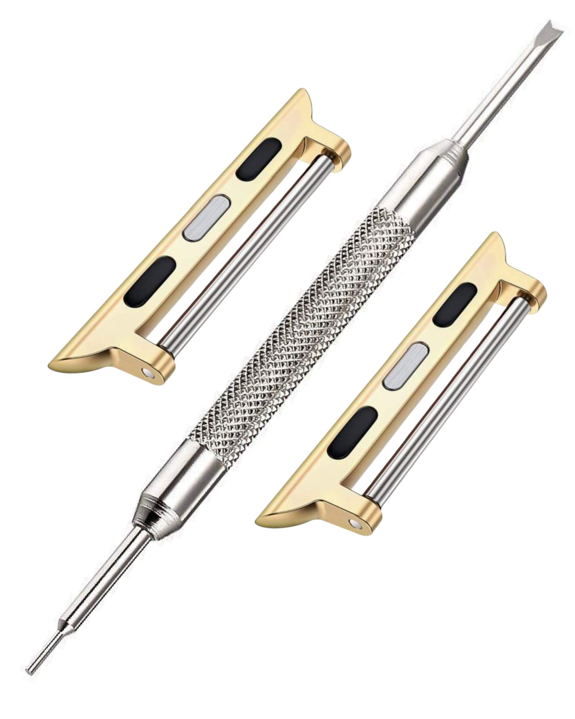 Watch Strap Connector Adapter Kit | Compatible with Apple iWatch Series 1-9 SE Ultra | Watch Band Attachment Clasp | Link Clip Fitting | Spring Bars & Tool Included (Gold, 38mm / 40mm / 41mm)