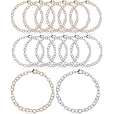 cobee 12 Pcs Charm Bracelet Chain, Metal Silver Chain Bracelet with Lobster Clasps for Women Bracelet Chain Bracelets Jewelry Making Crafts Supplies Men Gifts(Gold and Silver)