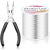 Modacraft 24 Gauge Wire for Jewelry Making with 4-in-1 Pilers, 213.3 FT/0.5 mm Craft Wire Tarnish Resistant Copper Beading Wire for Jewelry Making Supplies and Crafting (Silver)