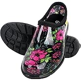 Kprm Flat Garden Shoes for Women Waterproof Slip-On Womens Rubber Rain Shoes Gardening Clogs with Comfort Insole