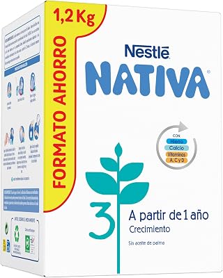 Leite em pó Nestlé Nativa de 3 crescimentos para bebés a partir dos 12 meses, caixa de 1200 g