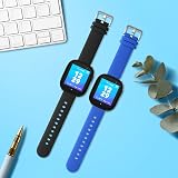 kwmobile TPU Silicone Watch Strap Set for Xplora X6 Play Small Black Dark Blue view 2