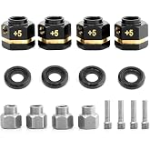 4PCS 12mm Wheel Hubs Hex Pins Adapter-Heavy Duty Brass (8/10/15/20mm) for TRAXXAS TRX4 TRX6 1/10 RC Crawler Car Upgrade Parts (10mm(Extended 5mm))