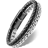 RTZN® Black Leather Bracelets for Men – Premium Artisan Handcrafted Collection – Single, Stacked, & Double Strand Braided Leather, Onyx Stone & Silver Chain Designs – Authentic Men's Leather Bracelets