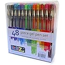 LolliZ Gel Pens | 48 Gel Pen Set | These are Quality Gel Ink Pens | Multi Colored | Fine Ink Ballpoint Pens | Smooth, Anti Skip, Vibrant Color - Neon