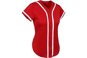 Hat and Beyond Womens Baseball Jersey Button Down Tee Short Sleeve Softball Active Shirts Made in USA