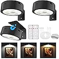 Tututry Picture Lights for Wall, Painting Frame Lights with 3 Lighting Modes, Rechargeable Battery Operated Wall Lights, Magnetic Led Painting Lights with Remote Dimmable and Timer (Black, 3Pack)