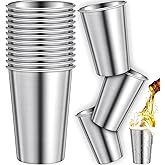 Honeydak 16 Pack Stainless Steel Cups 16 oz Metal Camping Cups Stackable Stainless Steel Pint Tumblers Shatterproof Drinking Glasses for Adults Travel, Outdoor, Camping, Everyday