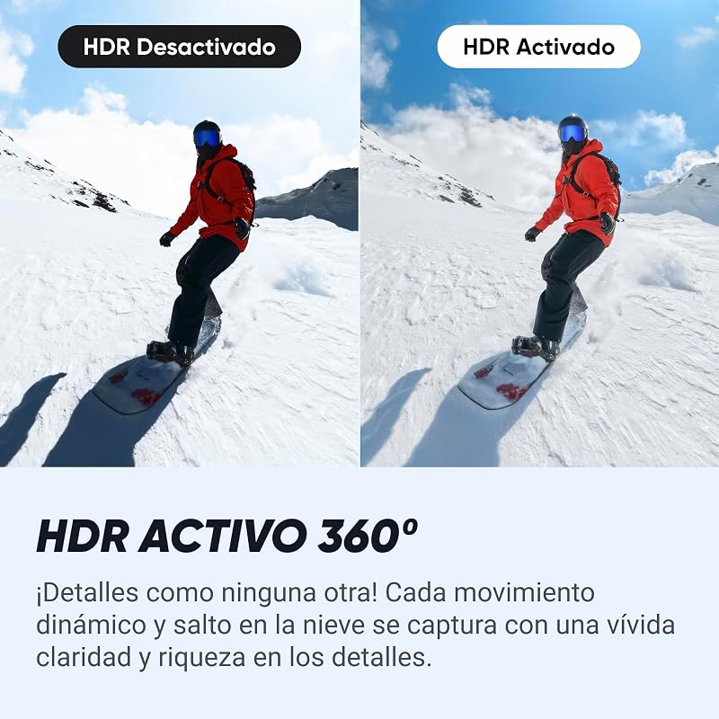 X4 Paquete de Snowboard - Cámara de acción Impermeable 8K 360, Vídeo 4K Gran Angular, Efecto Selfie Stick Invisible, Protectores de Lente Extraíbles, 135 Min Batería, Edición IA