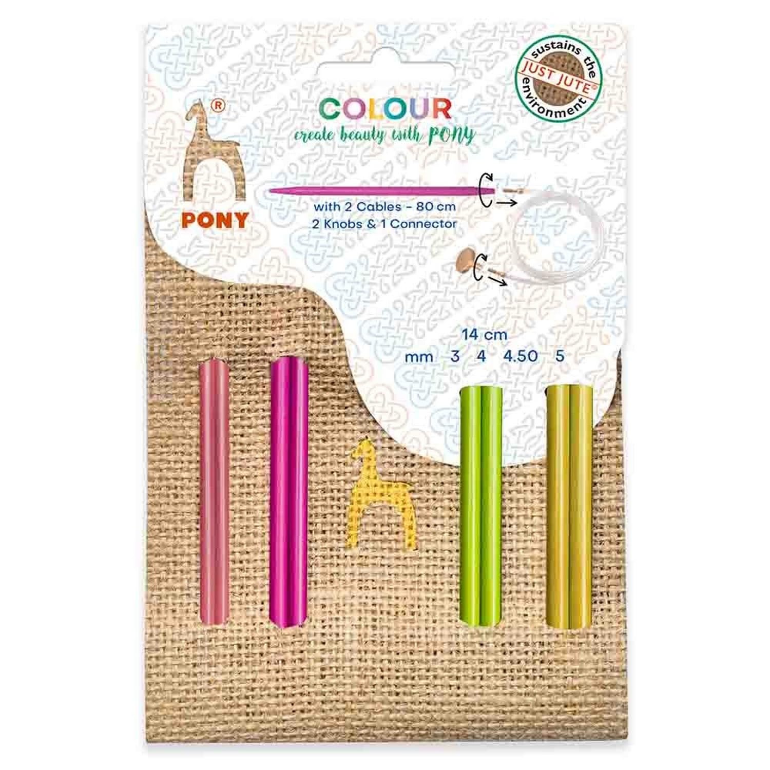 Pony Colour Interchangeable Knitting Tips Set Just Jute 14cm 1pc