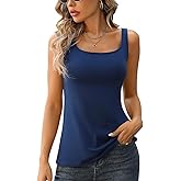 V FOR CITY Tank Top for Women with Built-in Padded Bra Adjustable Wide Strap Camisole Cotton Cami Shirts
