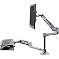 Ergotron – WorkFit-LX Sit-Stand Single Monitor and Keyboard Arm, VESA Desk Mount – for Monitors Up to 42 Inches, 7 to 25 lbs – Polished Aluminum