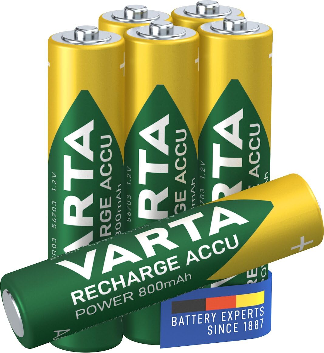 VARTA Recharge Accu Power, Ready-To-use pre-charged AAA Micro NiMH rechargeable battery (6-pack, 800 mAh) - without memory effect