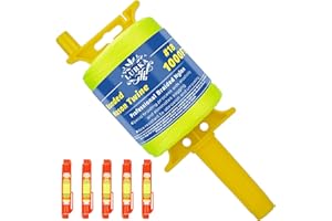 LURKA Mason Line String,#18 1000 Feet 8 Braided Construction Nylon Line with 5 Built-in Levels and Spool Fluorescent String Line for Precision Work, DIY, and Gardening Projects (Yellow)