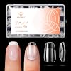 modelones Extra Short Coffin Gel Nail Tips, 360pcs Pre-etched Clear Fake Nails Press On Full Cover Half Matte 15 Sizes Acryli