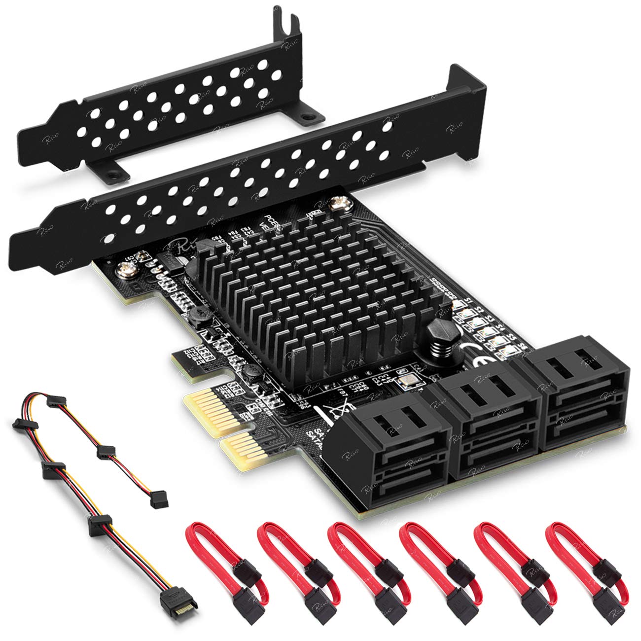 Rivo PCIe SATA Card, 6 Port with 6 SATA Cable, SATA Controller Expansion Card with Low Profile Bracket, Marvell 9215 Non-Raid, Boot as System Disk, Support 6 SATA 3.0 Devices(SA3014)