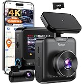 Sarmert C2 4K Dual Dash Cam Front and Rear- Built-in GPS and 5G WiFi, Free 64GB Card Included,2" IPS Screen Dash Camera with 