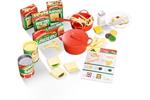 Melissa & Doug Prepare & Serve Pasta Set with Toy Food & Kids Play Kitchen Accessories, Montessori-Inspired Preschool Learning Toys for Girls & Boys 3+
