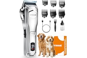 oneisall Dog Clippers for Grooming Thick Hair,Low Noise Dogs Grooming Kit with Detachable Stainless Steel Blade,Dog Shaver for Thick/Matted/Knotted/Fine/Wave/Curly Hair,PC18