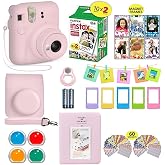Fujifilm Instax Mini 12 Instant Camera Blossom Pink + Shutter Compatible Carrying Case + Fuji Film Value Pack (20 Sheets) + Shutter Accessories Bundle, Color Filters, Photo Album, Assorted Frames.
