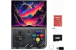 AMPOWN Miyoo Mini Plus,Handheld Retro Game Console 64GB,3.5-inch 640*480 IPS Screen 3000mAH Battery with Storage Case Casual Game Console Video Games Consoles(Black)