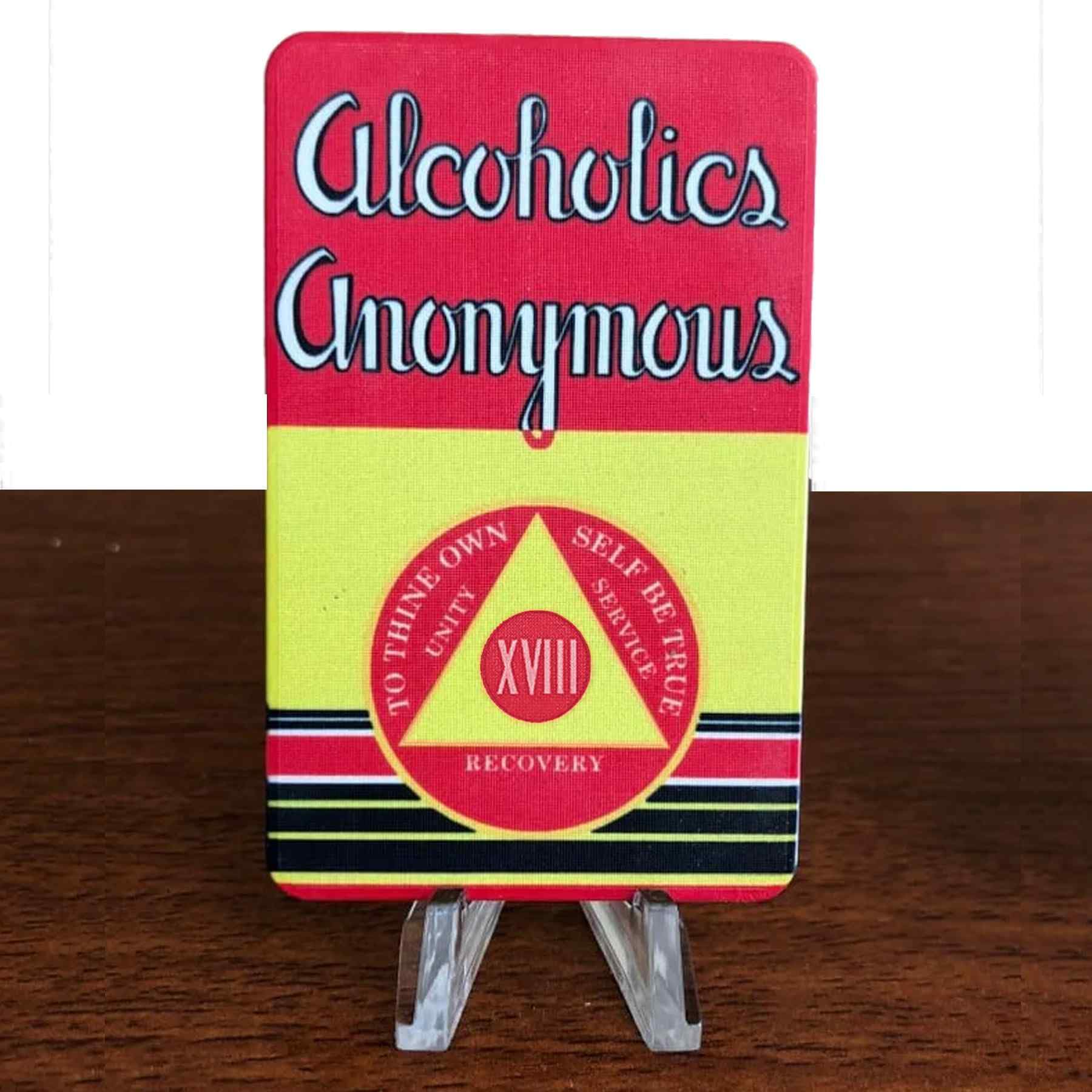 MYRECOVERYSTORE First Editionโ Big Book Alcoholics Anonymous Rectangular AA Sobriety Chip with How It Works (Years 1-50 Offered) Wallet Card Style Recovery Chip (Year 18) โ image 1