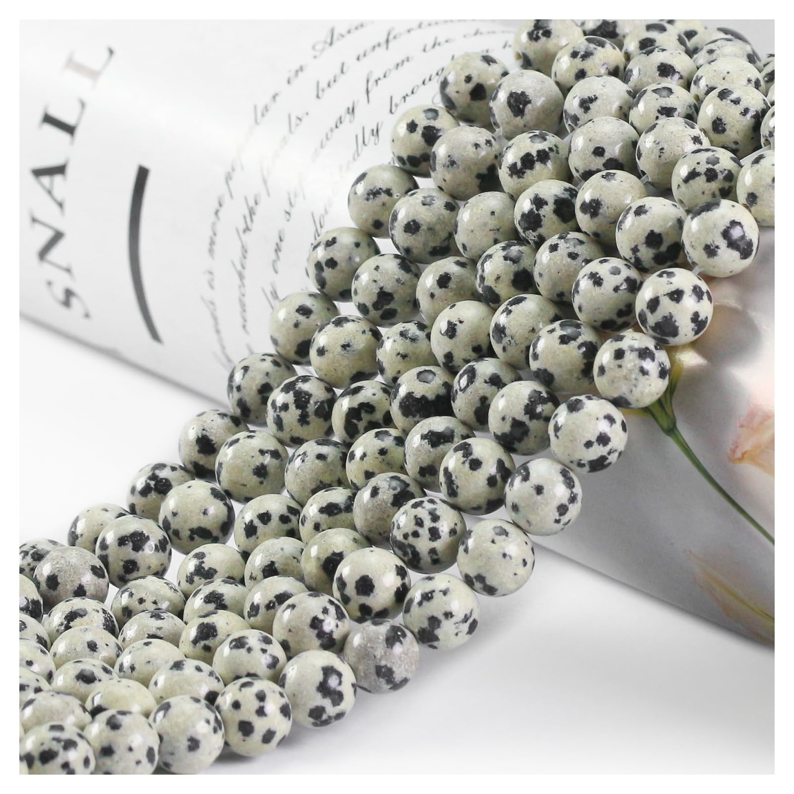 Dalmatine Crystal Beads - 45pcs Round 8mm, Gemstone & Stone Beads for Jewellery Making — image 1