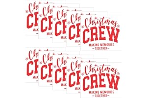 Tenceur 10 Pcs Christmas Iron on Sticker Christmas Crew Heat Iron on Decal Xmas Making Memories for Family DIY Patches Family T-Shirt Clothes Bag Pillow (Red)