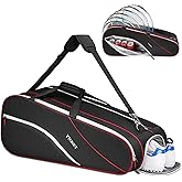 Ytonet Tennis Bag 6 Rackets, Large Tennis Racket Bag for Men Women with Insulated Pocket Shoe Compartment Water Resistant 3-Ways Carry Padded Badminton Cover for Pro/Team/Familiy Training, Black