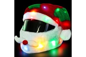 Relaxweex Light up Christmas Motorcycle Helmet Cover Extra Large Santa Claus Hat Decoration 18.78 x 15.75 Inch Helmet Cover