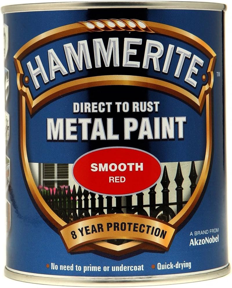 Hammerite Metal Paint Smooth 750ml Red Direct To Rust Primer Undercoat Free