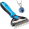 Pat Your Pet Deshedding Brush - Double-Sided Undercoat Rake for Dogs & Cats - Shedding Comb and Dematting Tool for Grooming