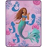 Disney Princess Ariel The Little Mermaid Live Action Movie Kids Bedding Super Soft Plush Micro Raschel Throw, 46 in x 60 in, (Official Licensed Product) by Franco