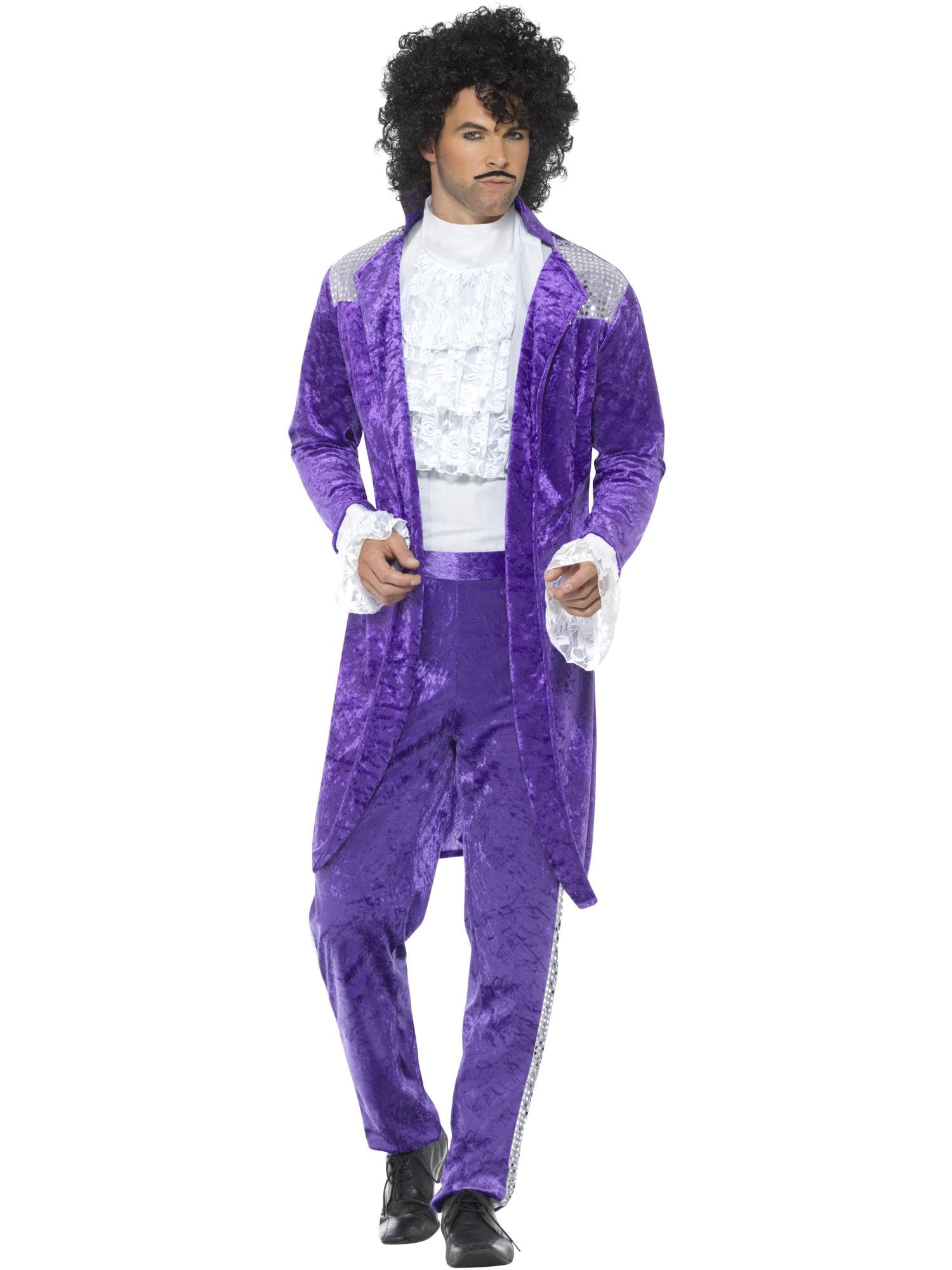 Smiffys 80s Musician Costume, Purple, XL - Size 46-48